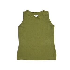 Dressbarn Womens Olive Green Mock Neck Sleeveless Knit Shell Sweater Tank Small